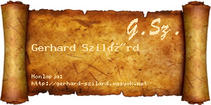 Gerhard Szilárd névjegykártya